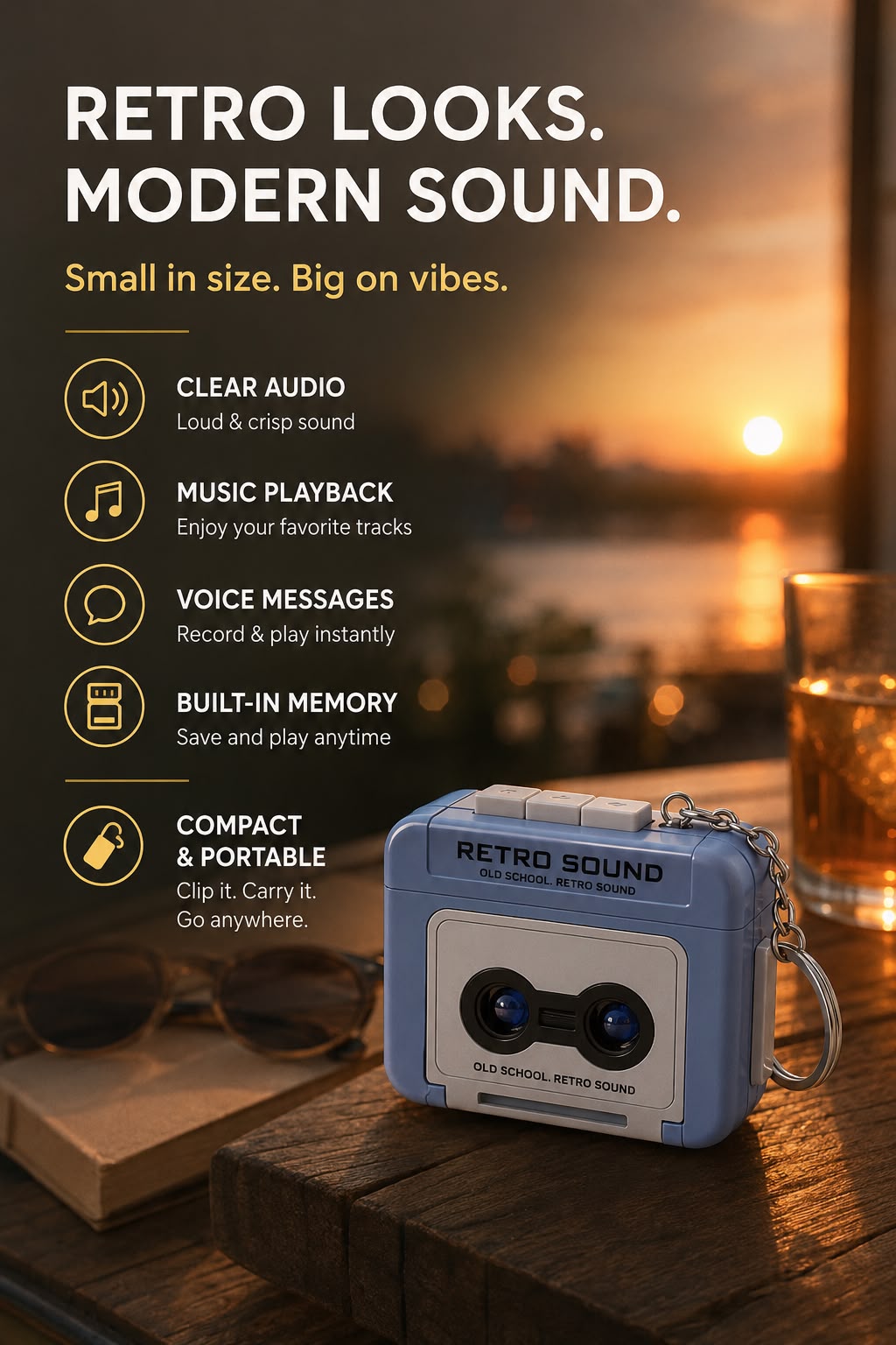 PixBeat Retro Sound Voice Recorder Keychain